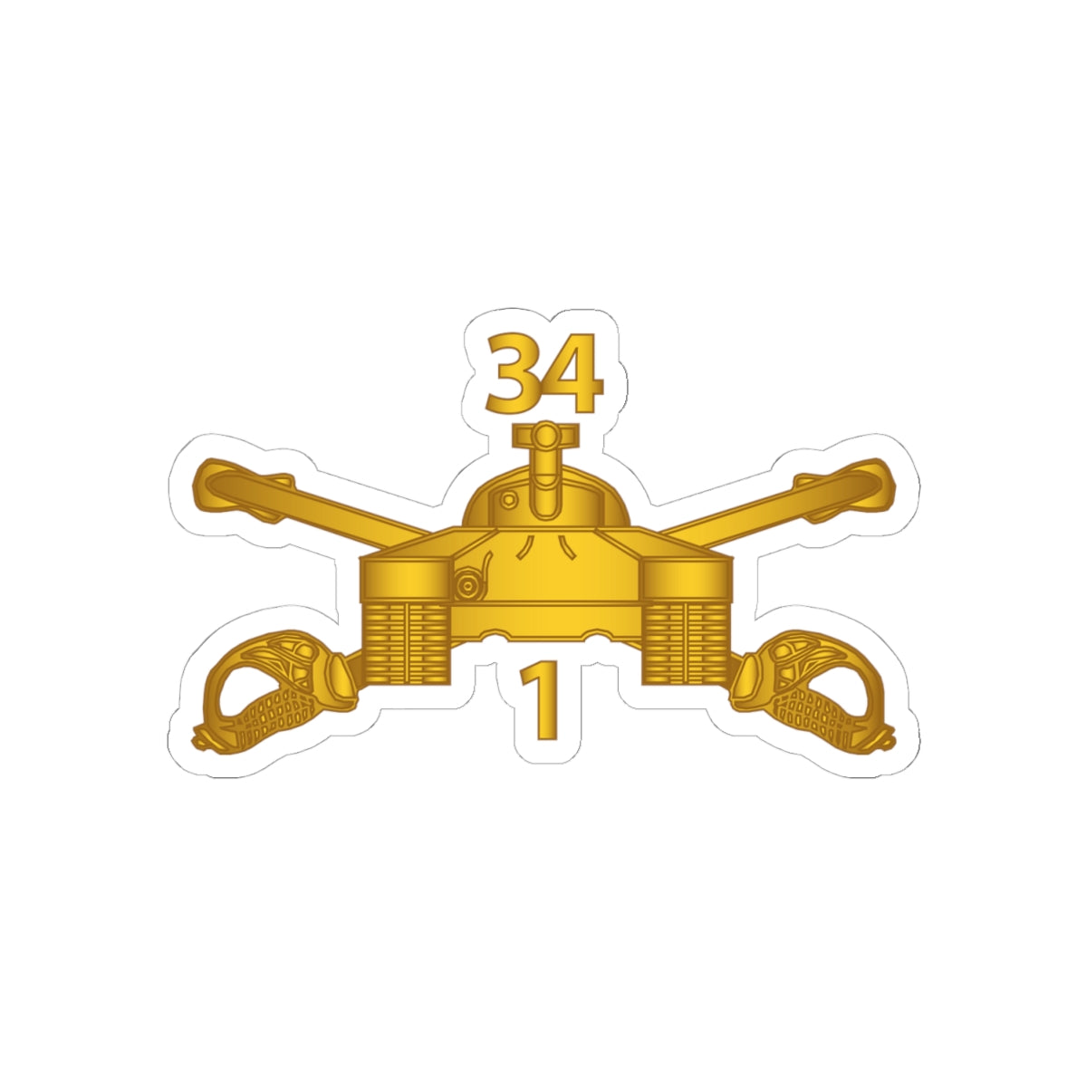 Kiss-Cut Stickers - Army - 1st Bn 34th Armor - Armor Branch wo Txt