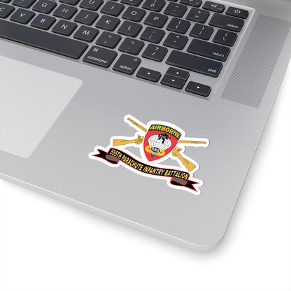 Kiss-Cut Stickers - Army - 555th Parachute Infantry Battalion - SSI - Black - Red w Br - Ribbon