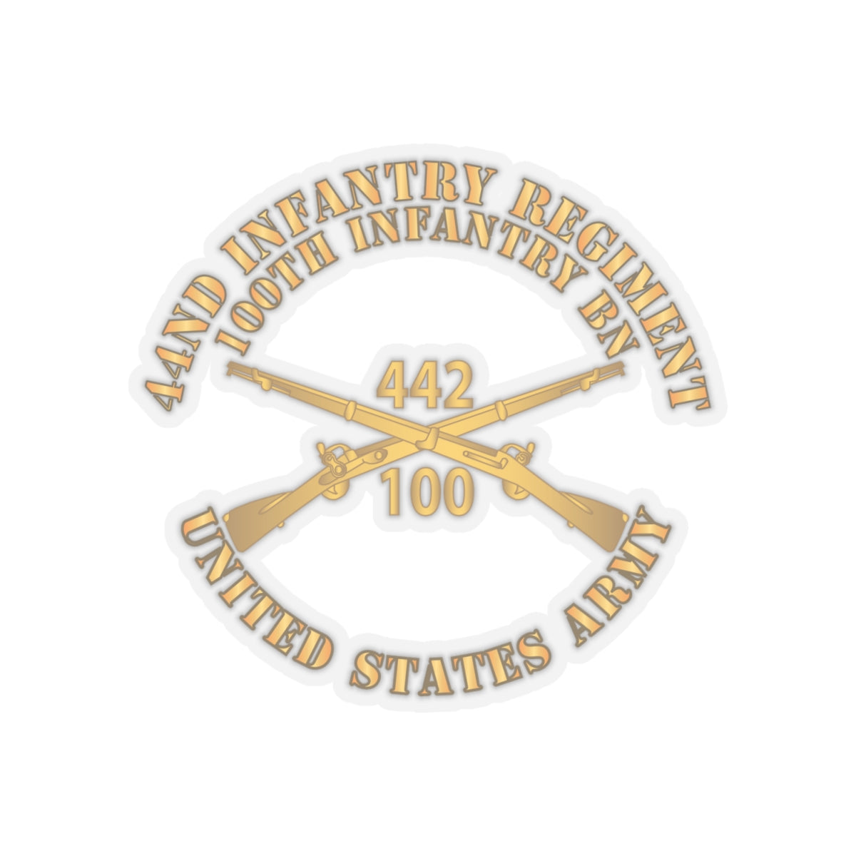 Kiss-Cut Stickers - Army - 442nd Infantry Regiment - 100th Infantry Battalion - US Army w Br X 300