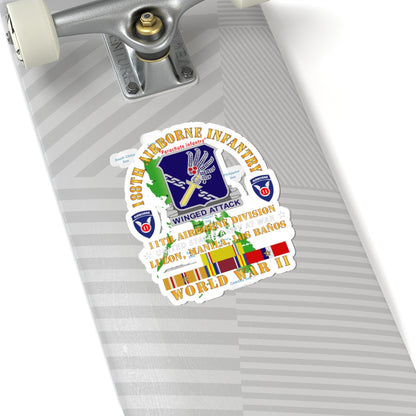 Kiss-Cut Stickers - Army - 188th Airborne Infantry - The Philippines - WWII w PAC SVC X 300