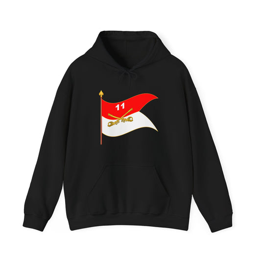 Unisex Heavy Blend™ Hooded Sweatshirt - Army - 11th Armored Cavalry Regiment Guidon w staff Waving