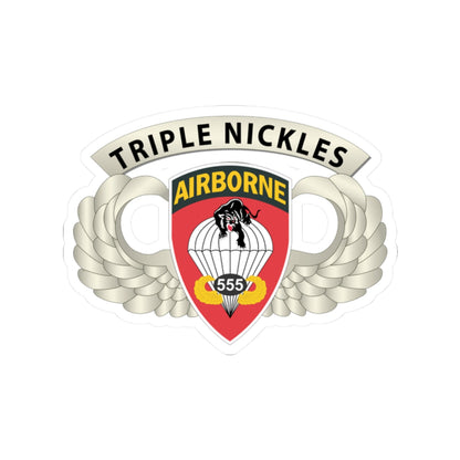 Kiss-Cut Stickers - Army - Airborne Badge - 555th Parachute Infantry Bn - SSI w  Triple Nickles Tab X 300