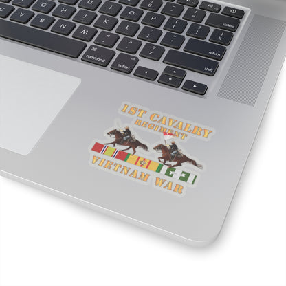 Kiss-Cut Stickers - Army - 1st Cavalry Regiment - Vietnam War wt 2 Cav Riders and VN SVC X300