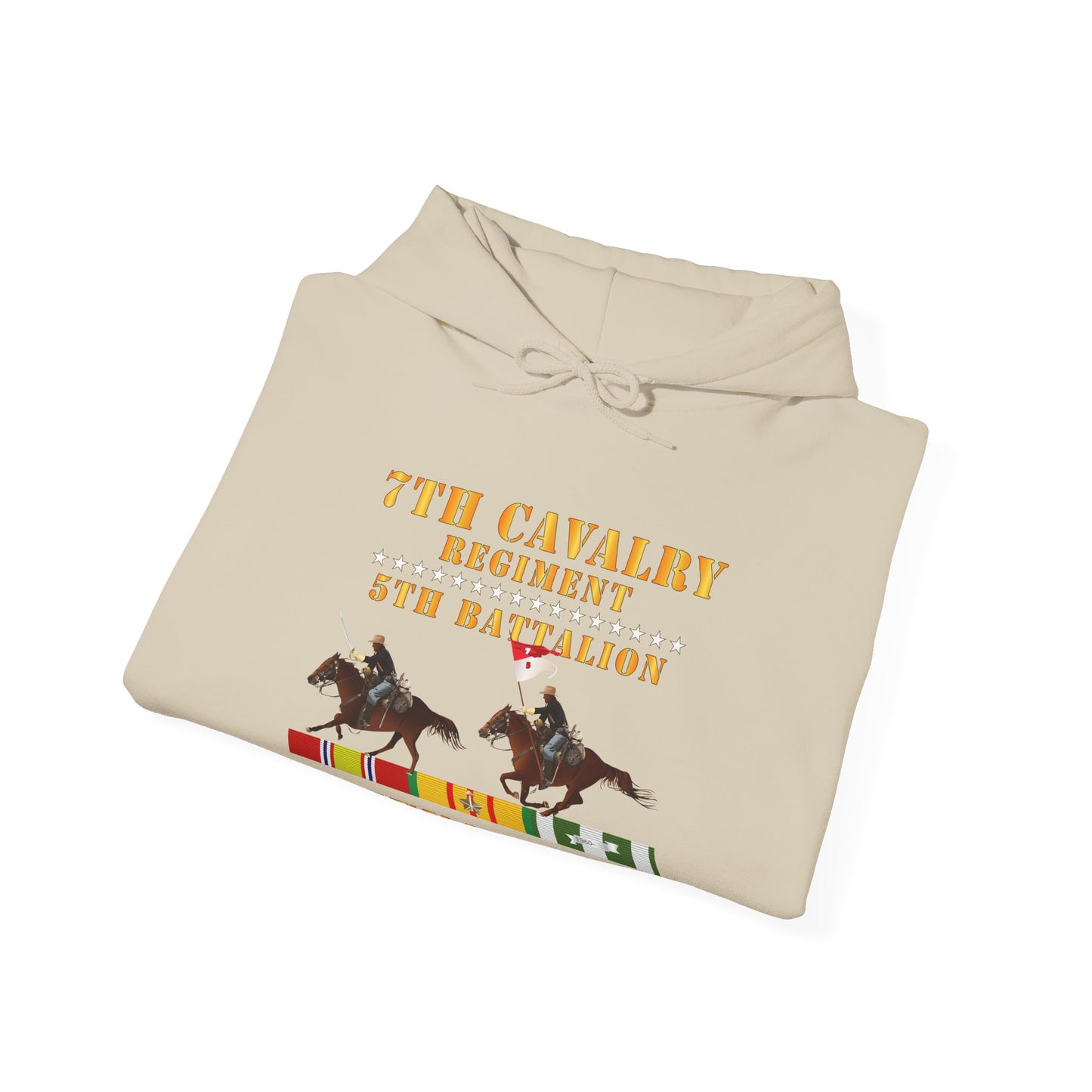Unisex Heavy Blend™ Hooded Sweatshirt - Army - 5th Battalion,  7th Cavalry Regiment - Vietnam War wt 2 Cav Riders and VN SVC X300