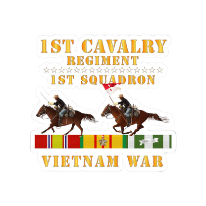 Kiss-Cut Stickers - Army - 1st Squadron, 1st Cavalry Regiment - Vietnam War wt 2 Cav Riders and VN SVC X300