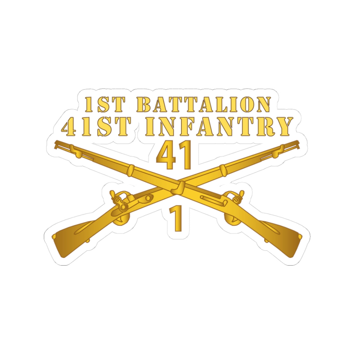 Kiss-Cut Stickers - Army - 1st Bn 41st  Infantry X 300 - Hat