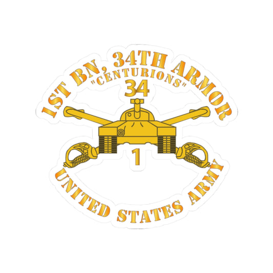 Kiss-Cut Stickers - Army - 1st Bn, 34th Armor - Centurions  - Armor Branch