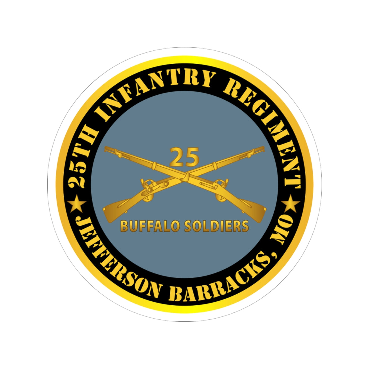 Kiss-Cut Stickers - Army - 25th Infantry Regiment - Jefferson Barracks, MO - Buffalo Soldiers w Inf Branch