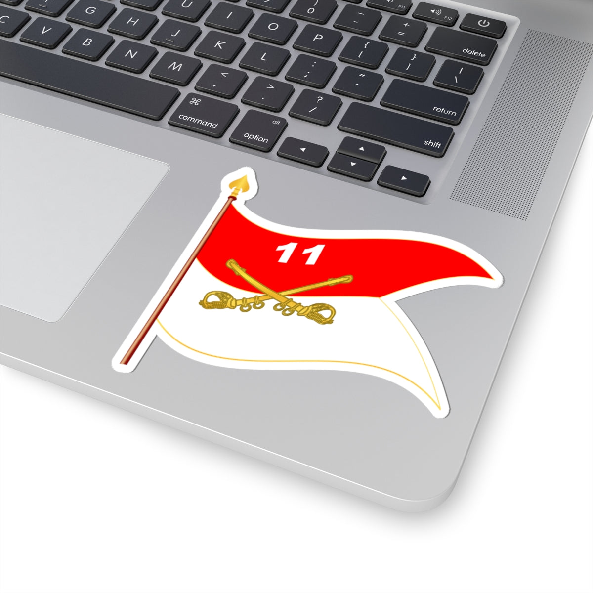 Kiss-Cut Stickers - Army - 11th Armored Cavalry Regiment Guidon w staff Waving