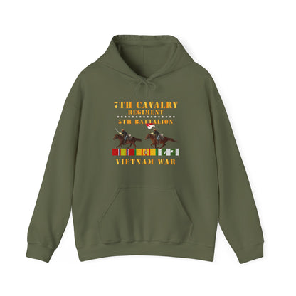 Unisex Heavy Blend™ Hooded Sweatshirt - Army - 5th Battalion,  7th Cavalry Regiment - Vietnam War wt 2 Cav Riders and VN SVC X300