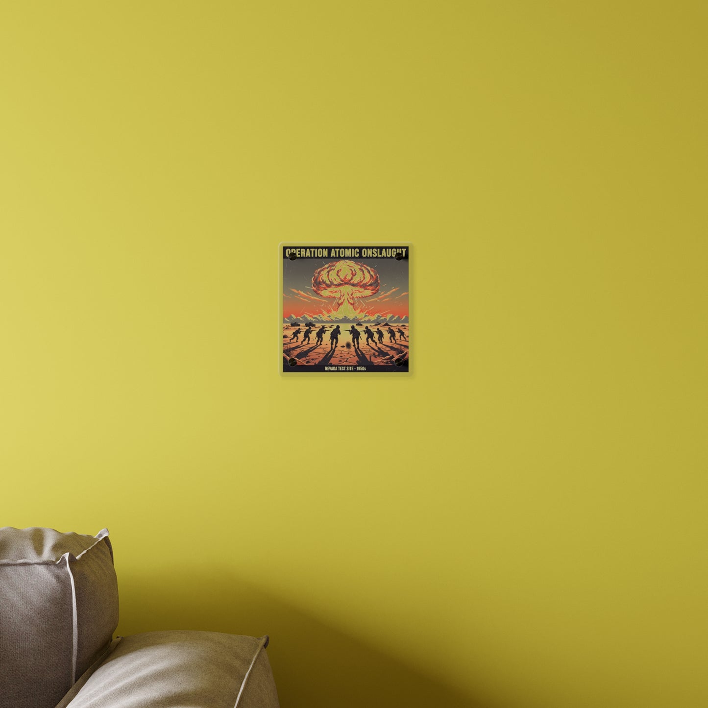 Acrylic Wall Art Panel - Atomic Testing in Nevada Desert Operation Fury - Toward the attack