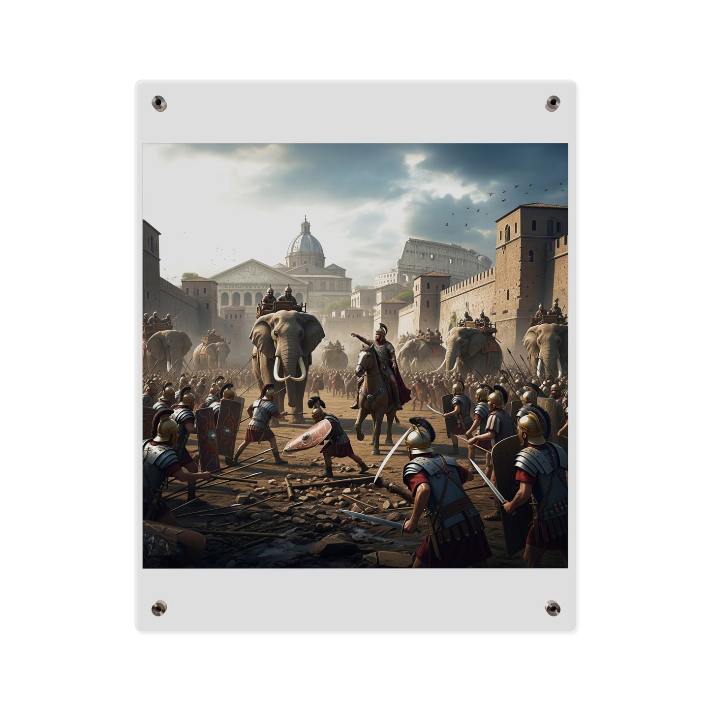 Acrylic Wall Art Panel - Hannibal Battling the Roman Legions as he Enters Rome
