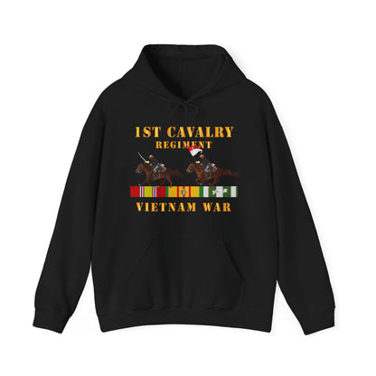 Unisex Heavy Blend™ Hooded Sweatshirt - Army - 1st Cavalry Regiment - Vietnam War wt 2 Cav Riders and VN SVC X300