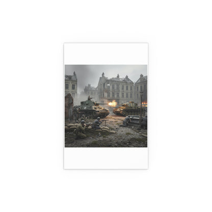 Indoor and Outdoor Silk Posters - US Tank Destroyer - M10 Wolverine Battles a German Panzer Tank
