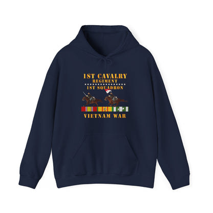 Unisex Heavy Blend™ Hooded Sweatshirt - Army - 1st Squadron, 1st Cavalry Regiment - Vietnam War wt 2 Cav Riders and VN SVC X300