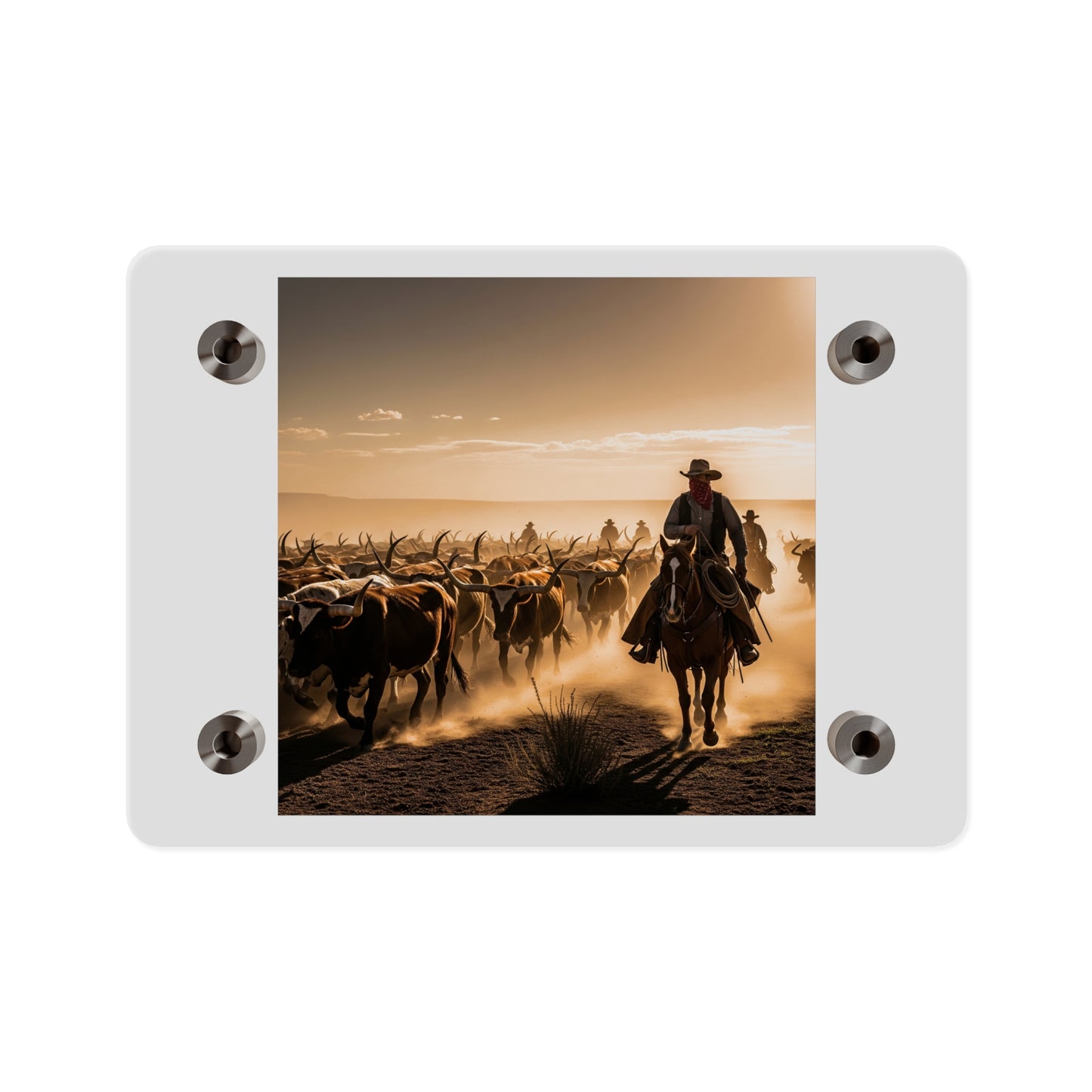 Acrylic Wall Art Panel - Dirty, dusty cattle drive in the Old West