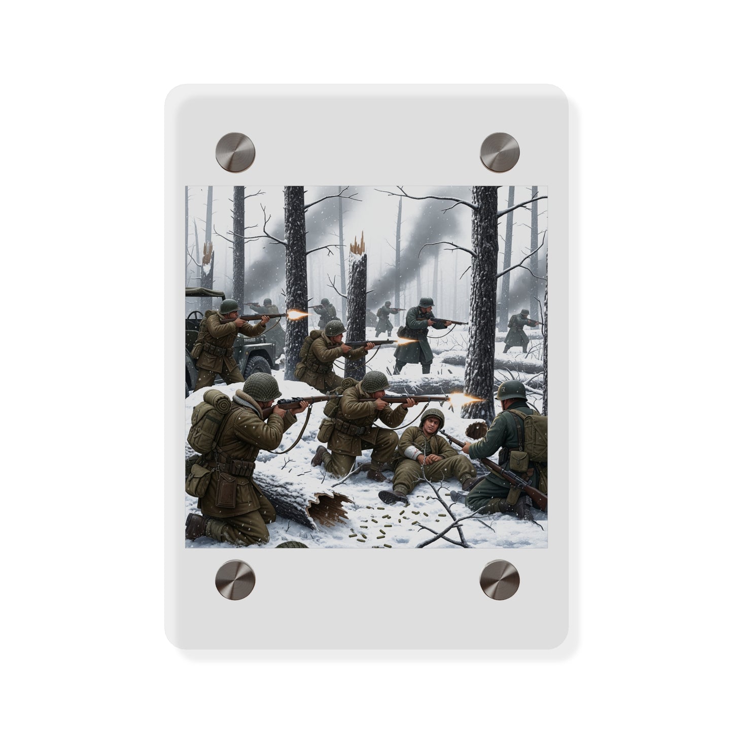 Acrylic Wall Art Panel - 101st Airborne Division fighting the German Army at the Battle of Bastogne