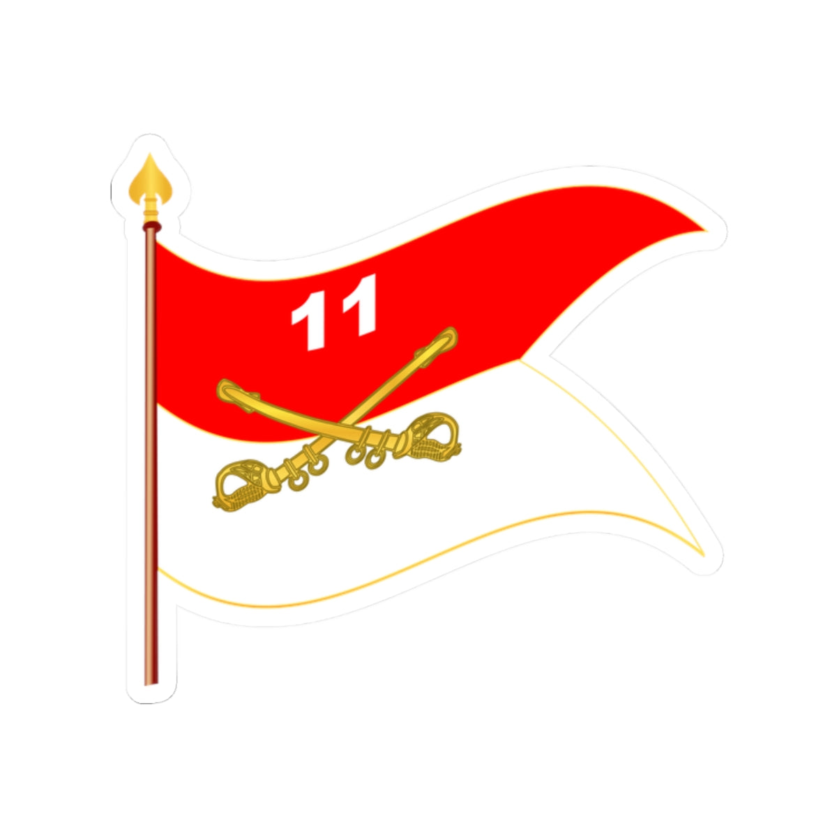 Kiss-Cut Stickers - Army - 11th Armored Cavalry Regiment Guidon w staff Waving