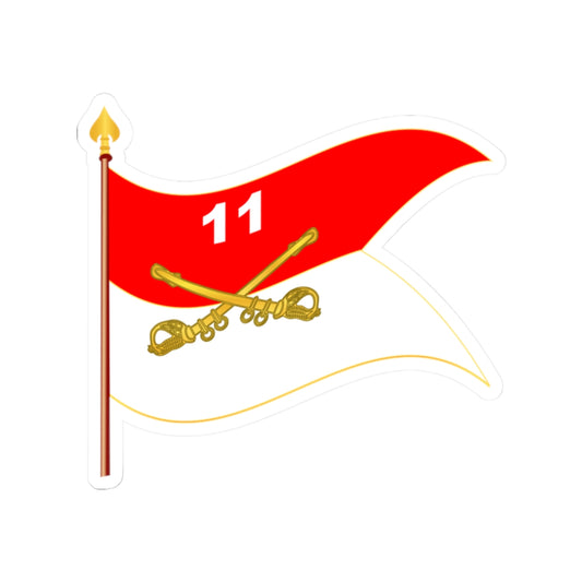 Kiss-Cut Stickers - Army - 11th Armored Cavalry Regiment Guidon w staff Waving