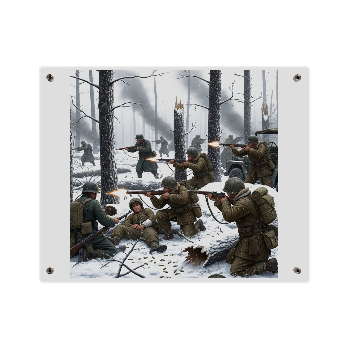Acrylic Wall Art Panel - 101st Airborne Division fighting the German Army at the Battle of Bastogne