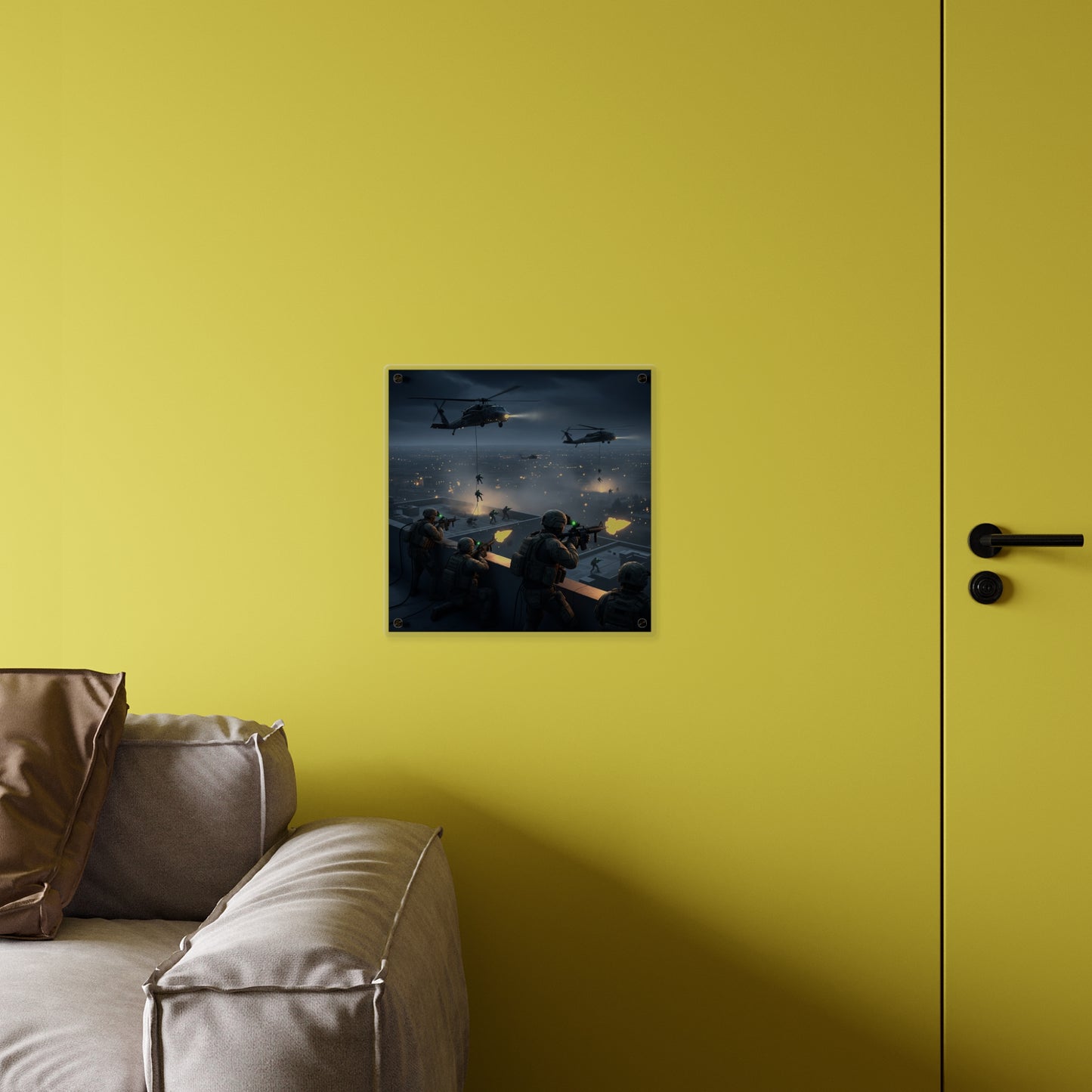 Acrylic Wall Art Panel - Night Air Assault by Army Rangers