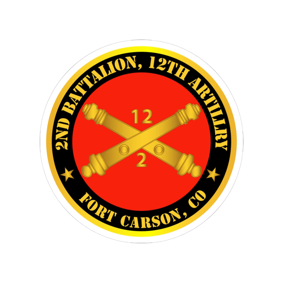 Kiss-Cut Stickers - Army - 2nd Battalion, 12th Artillery Regiment w Branch Ft Carson, CO