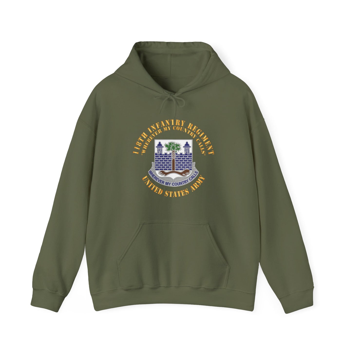 Unisex Heavy Blend™ Hooded Sweatshirt - Army -  118th Infantry Regiment - Wherever My Country Calls - US Army X 300