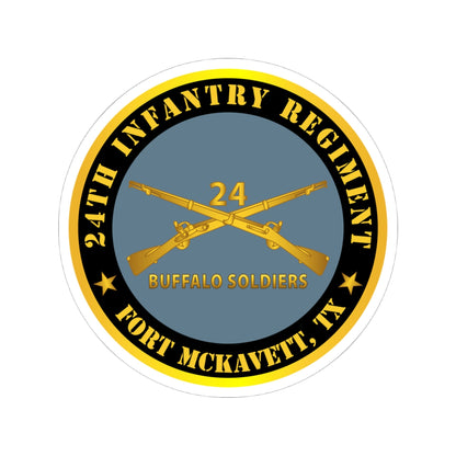 Kiss-Cut Stickers - Army - 24th Infantry Regiment - Fort McKavett, TX - Buffalo Soldiers w Inf Branch