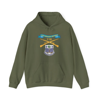 Unisex Heavy Blend™ Hooded Sweatshirt - Army - 118th Infantry Regiment w Ribbon - Br - DUI X 300