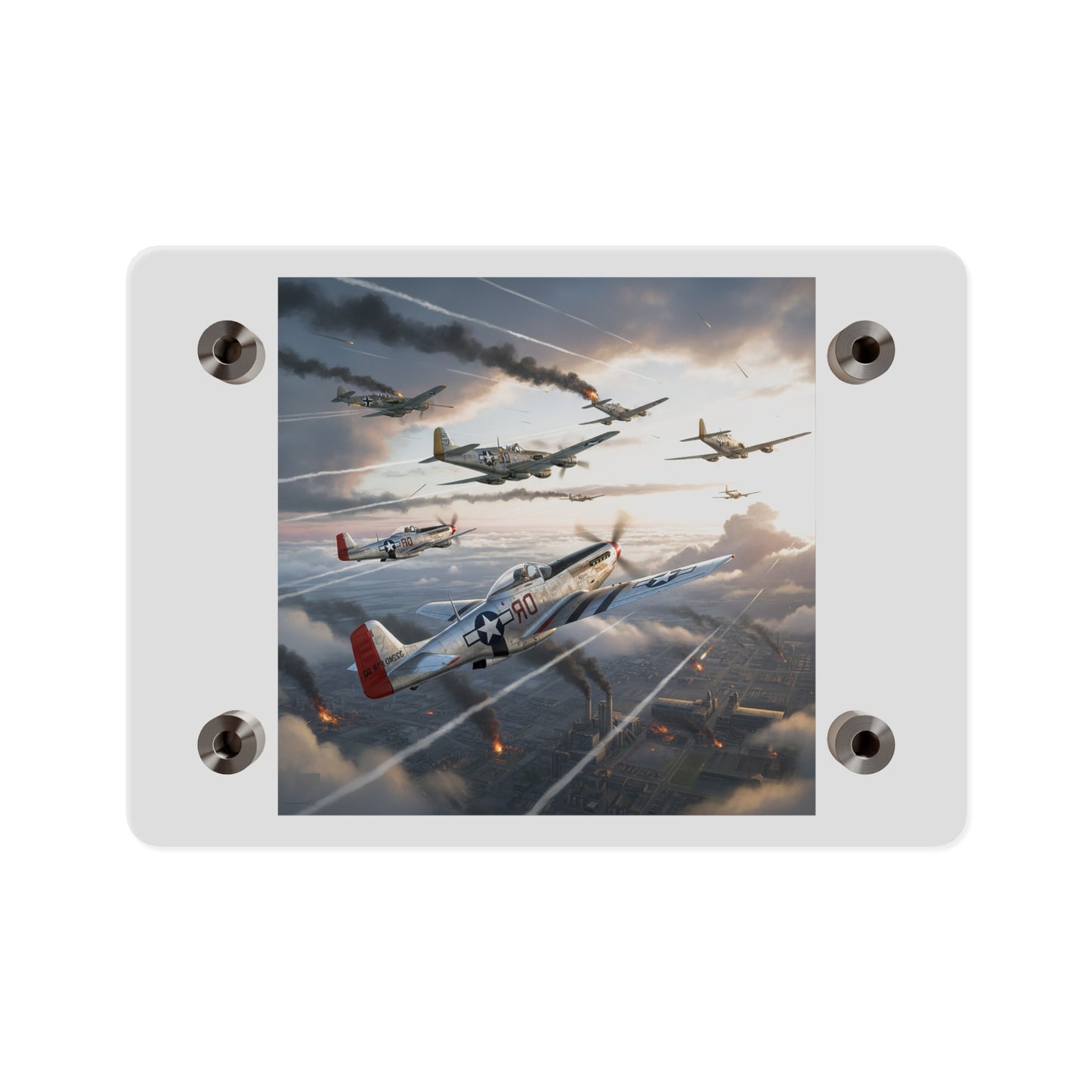 Acrylic Wall Art Panel - Red Tails in Action