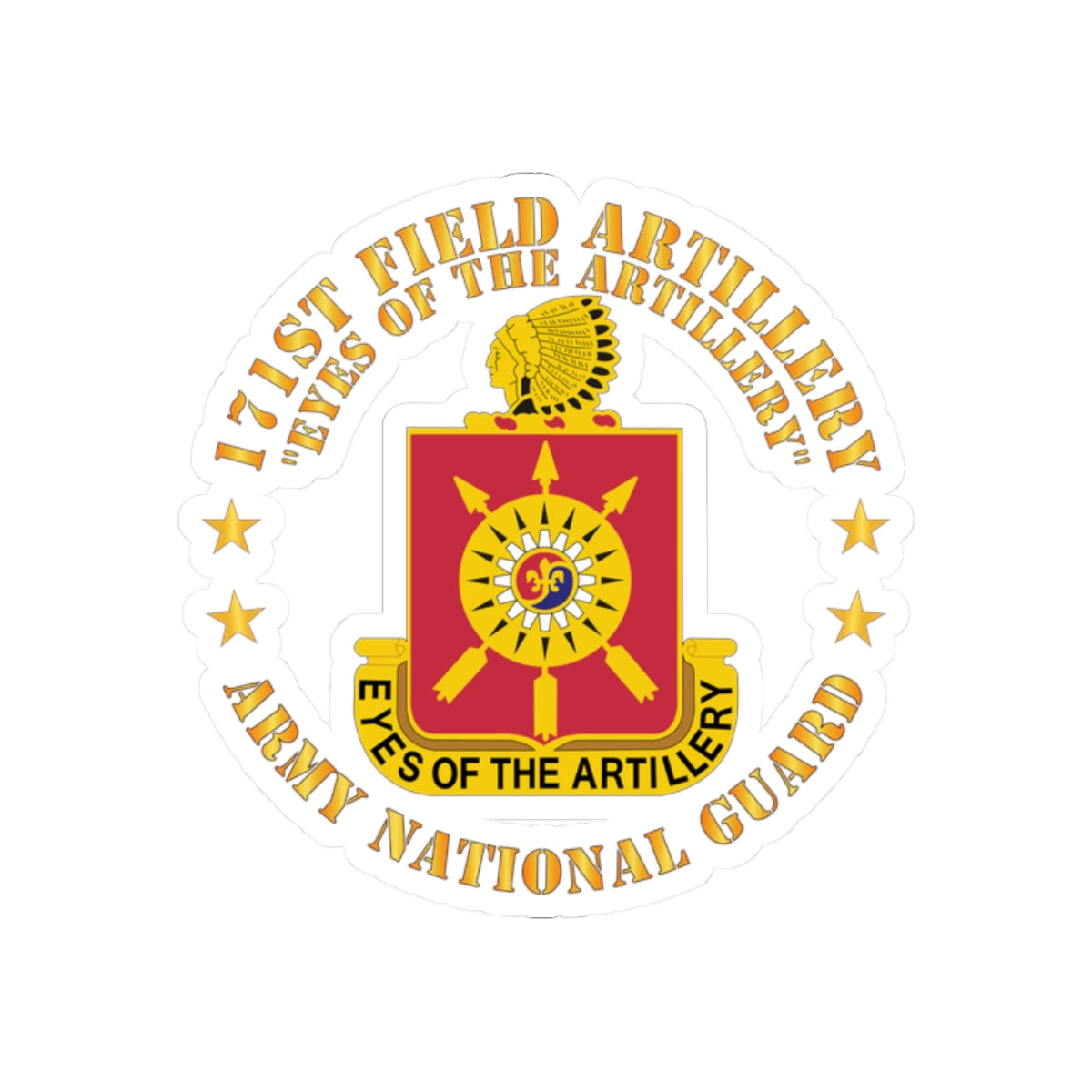 Kiss-Cut Stickers - Army - 171st Field Artillery - Eyes of the Artillery - ARNG - DUI  w FA Sep  X 300