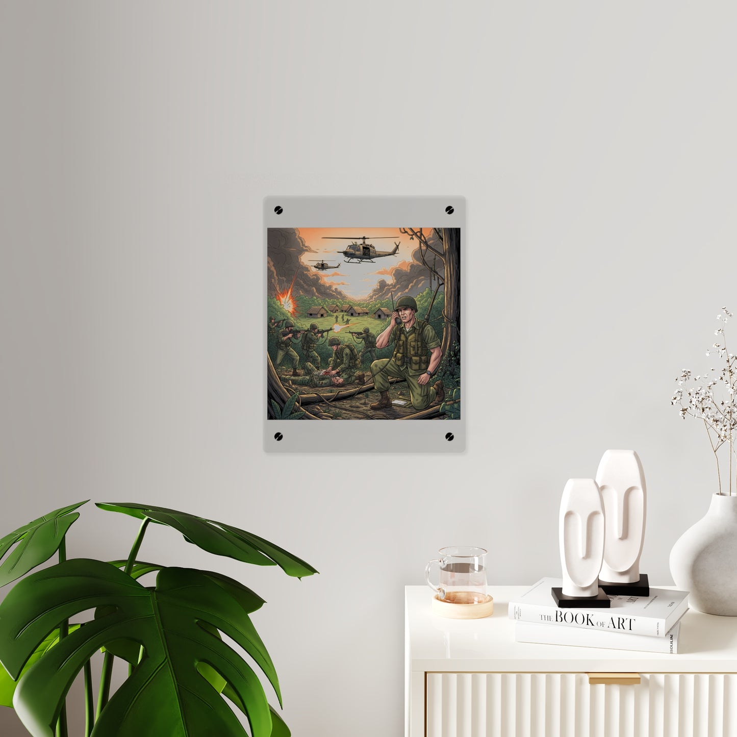 Acrylic Wall Art Panel - Vietnam Patrol Fire Fight Requesting Medevac