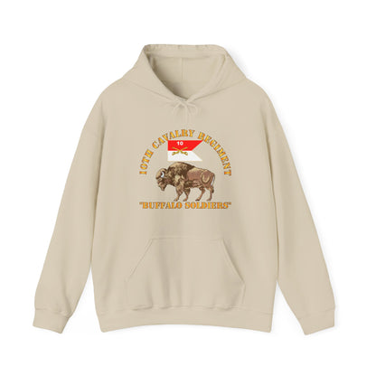 Unisex Heavy Blend™ Hooded Sweatshirt - Army - 10th Cavalry Regiment - Buffalo Soldiers w 10th Cav Guidon