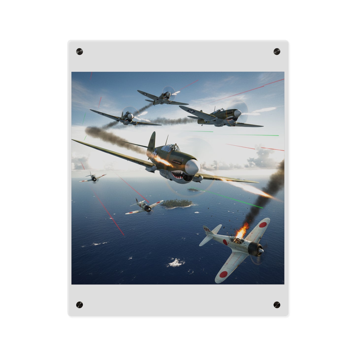 Acrylic Wall Art Panel - Curtis P-40 Kittyhawk w Machine Guns Blazing