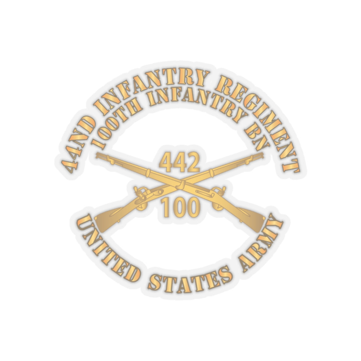 Kiss-Cut Stickers - Army - 442nd Infantry Regiment - 100th Infantry Battalion - US Army w Br X 300