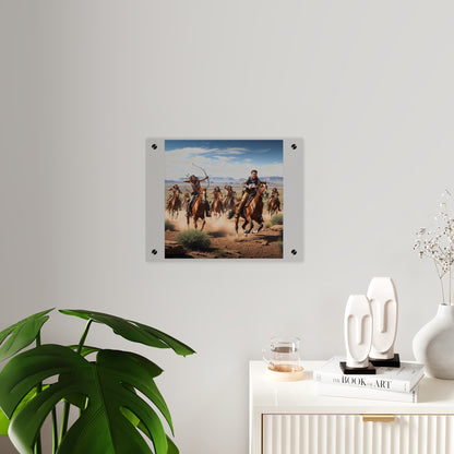 Acrylic Wall Art Panel - Apache Indians attacking a Pony Express Rider