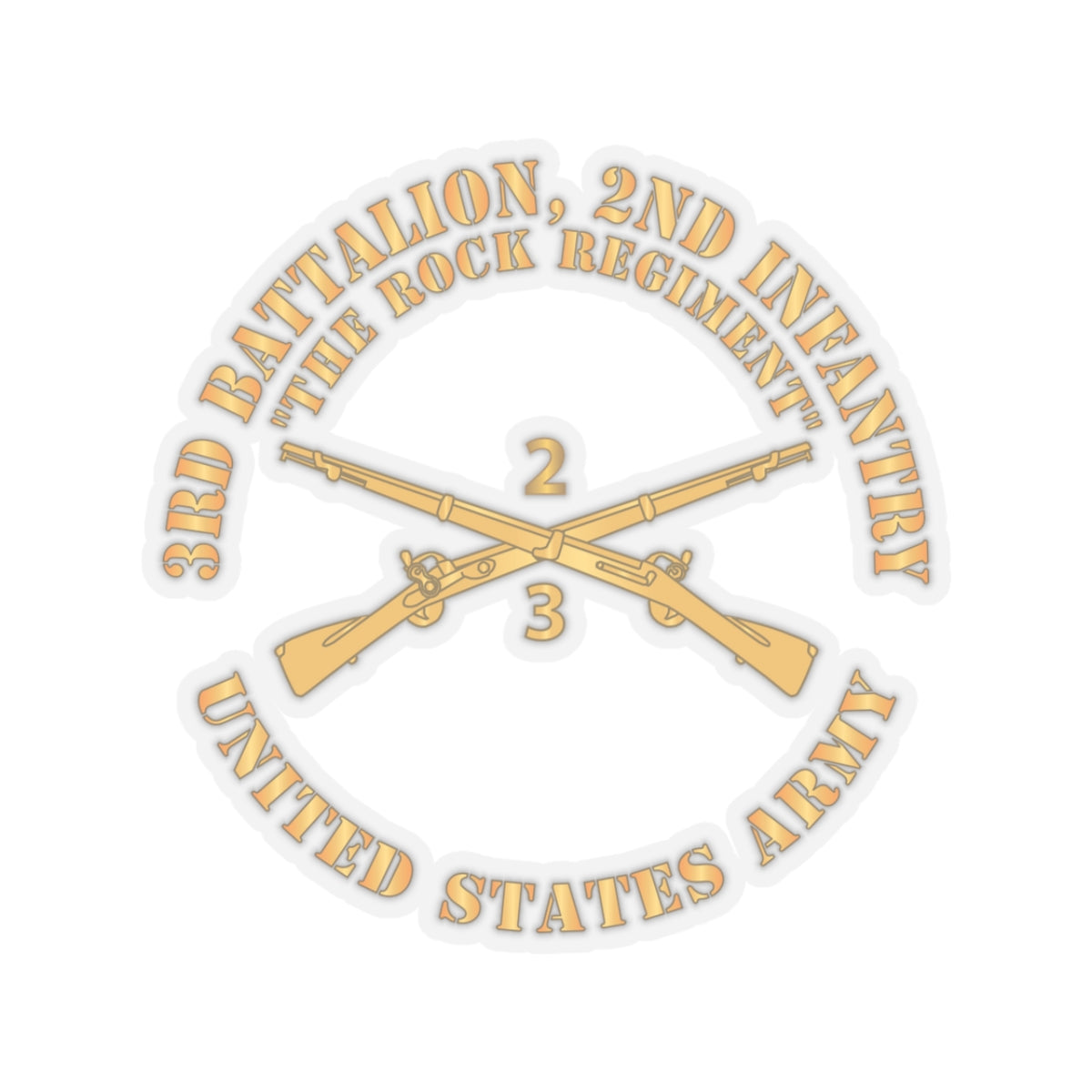 Kiss-Cut Stickers - Army - 3rd Battalion, 2nd Infantry Regiment Branch - The Rock Regiment - US Army
