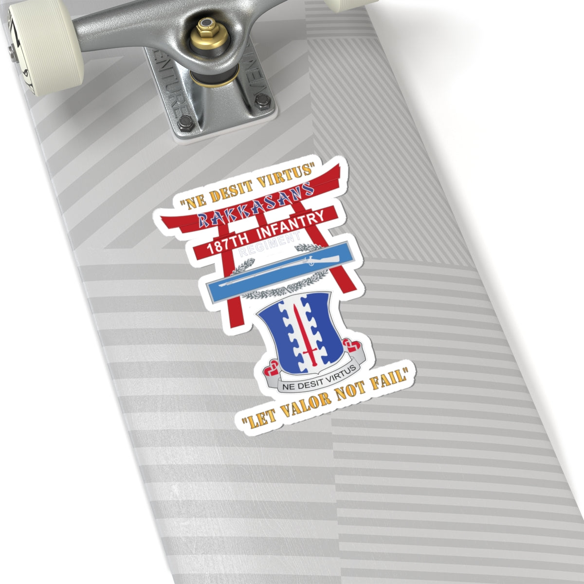 Kiss-Cut Stickers - Army - 187th Infantry Regiment - Torii, Rakkasans, Let Valor Not Fail, English, Latin w CIB