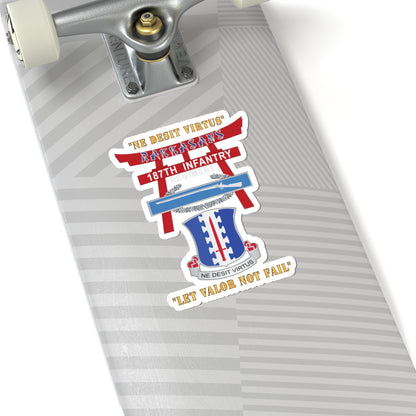 Kiss-Cut Stickers - Army - 187th Infantry Regiment - Torii, Rakkasans, Let Valor Not Fail, English, Latin w CIB