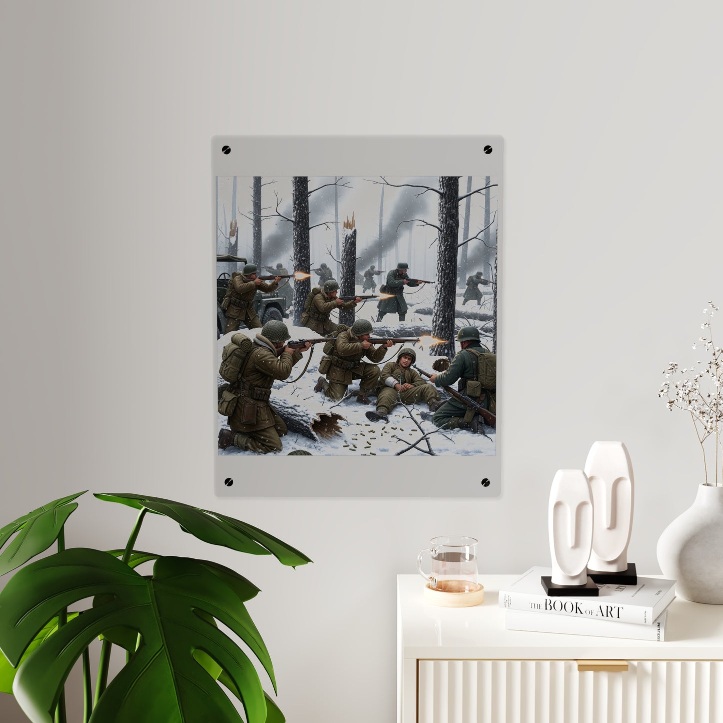 Acrylic Wall Art Panel - 101st Airborne Division fighting the German Army at the Battle of Bastogne