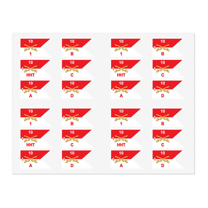 Military Sticker Sheets, 1st Squadron, 10th Cavalry Regiment with All Troop Guidons, Army Decals, Patriotic Stickers, Laptop Decals, Vehicle