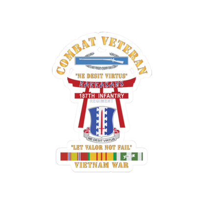 Kiss-Cut Stickers - Army - Combat Veteran - 187th Infantry Regiment - Torii, Rakkasans, Let Valor Not Fail, English, Latin w CIB w VN SVC X 300