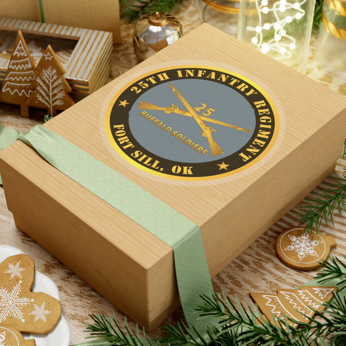 Kiss-Cut Stickers - Army - 25th Infantry Regiment - Fort Sill, OK - Buffalo Soldiers w Inf Branch