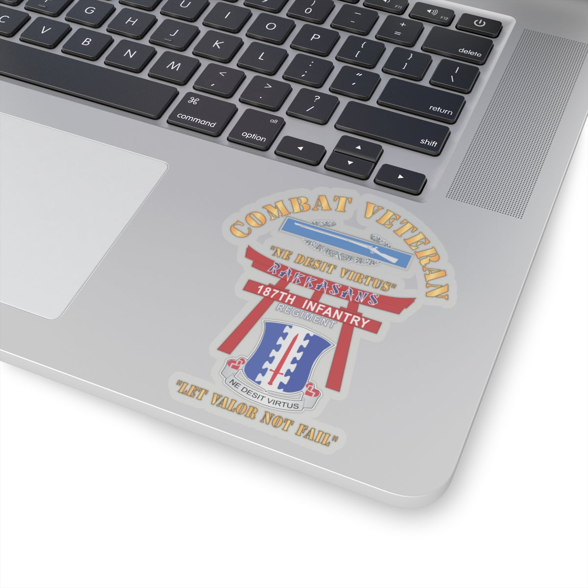 Kiss-Cut Stickers - Army - Combat Veteran - 187th Infantry Regiment - Torii, Rakkasans, Let Valor Not Fail, English, Latin w CIB X 300