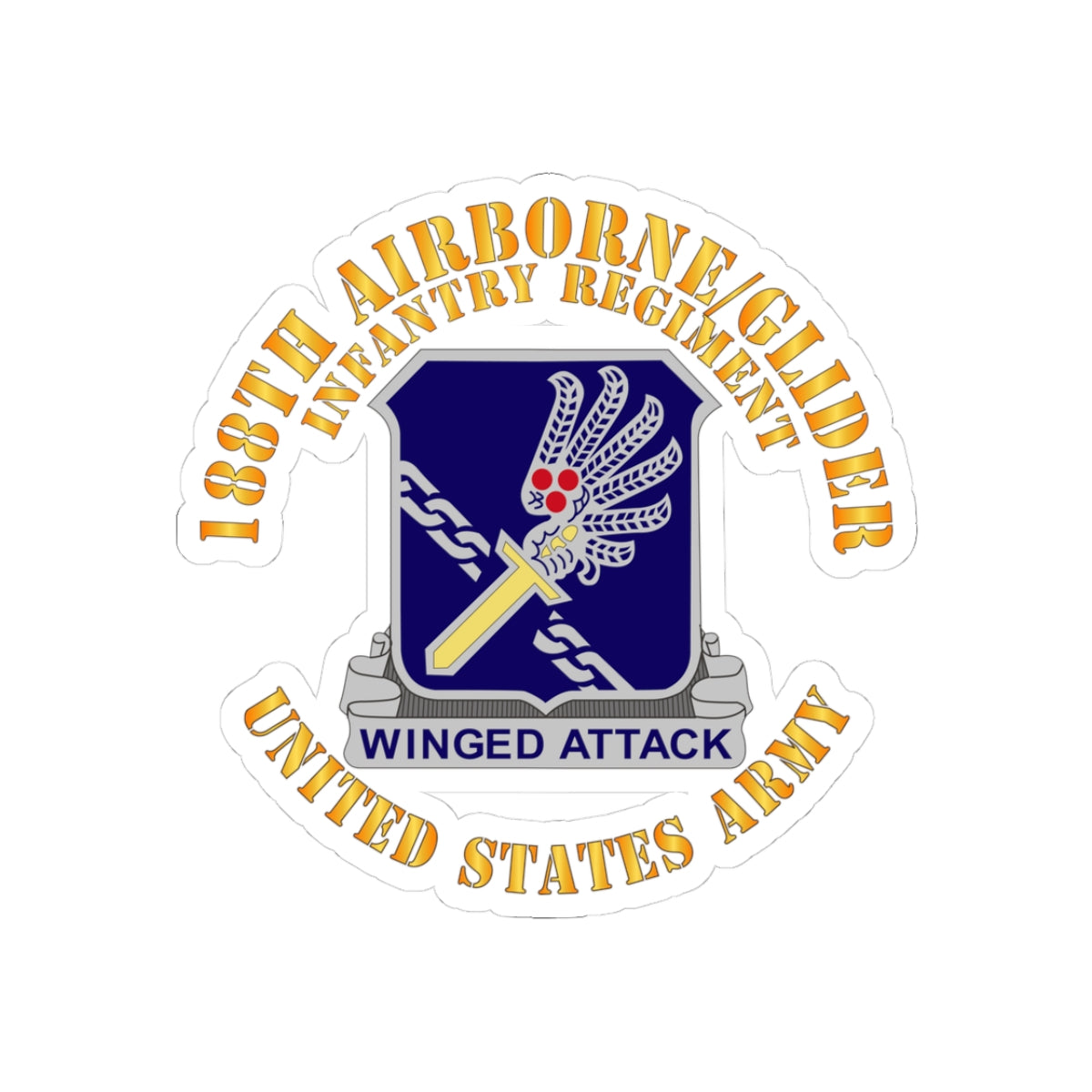 Kiss-Cut Stickers - Army  - 188th Airborne - Glider Infantry Regiment - DUI X 300
