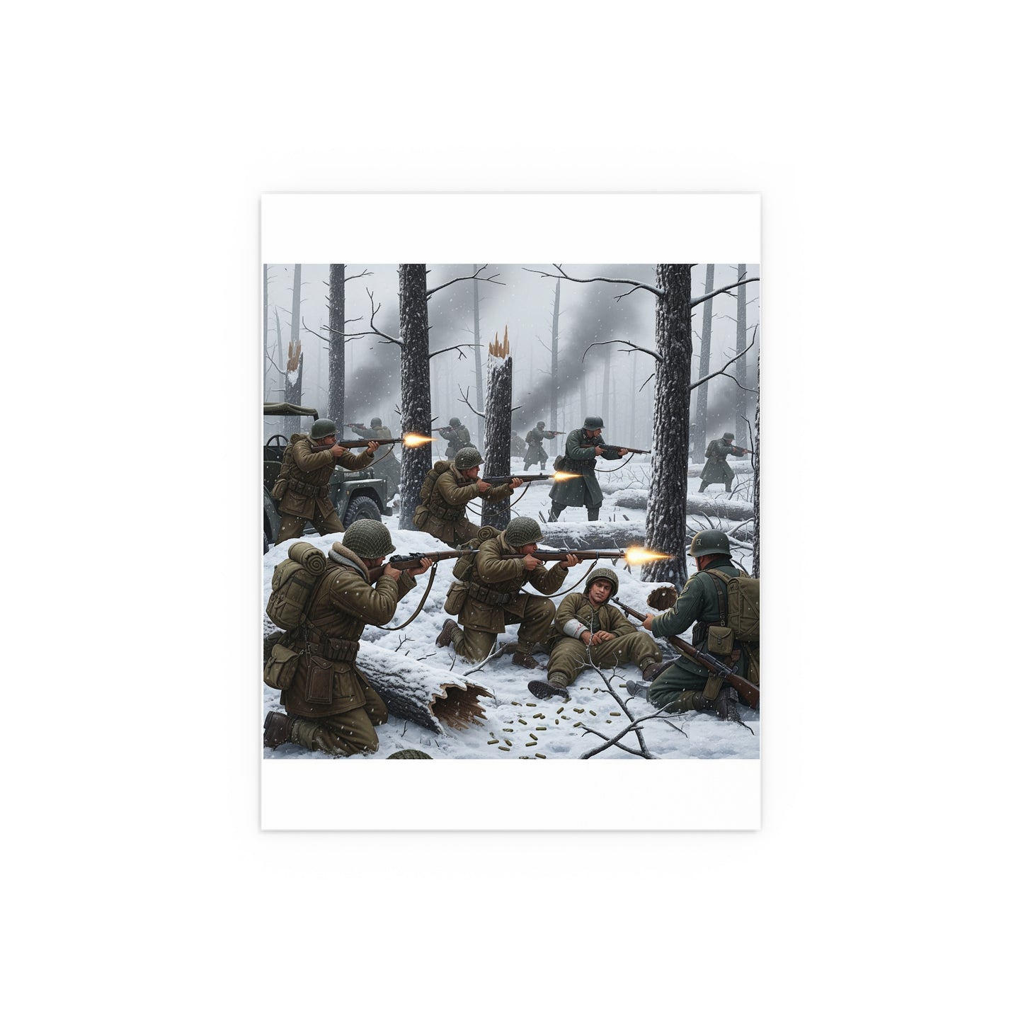 Indoor and Outdoor Silk Posters - 101st Airborne Division fighting the German Army at the Battle of Bastogne