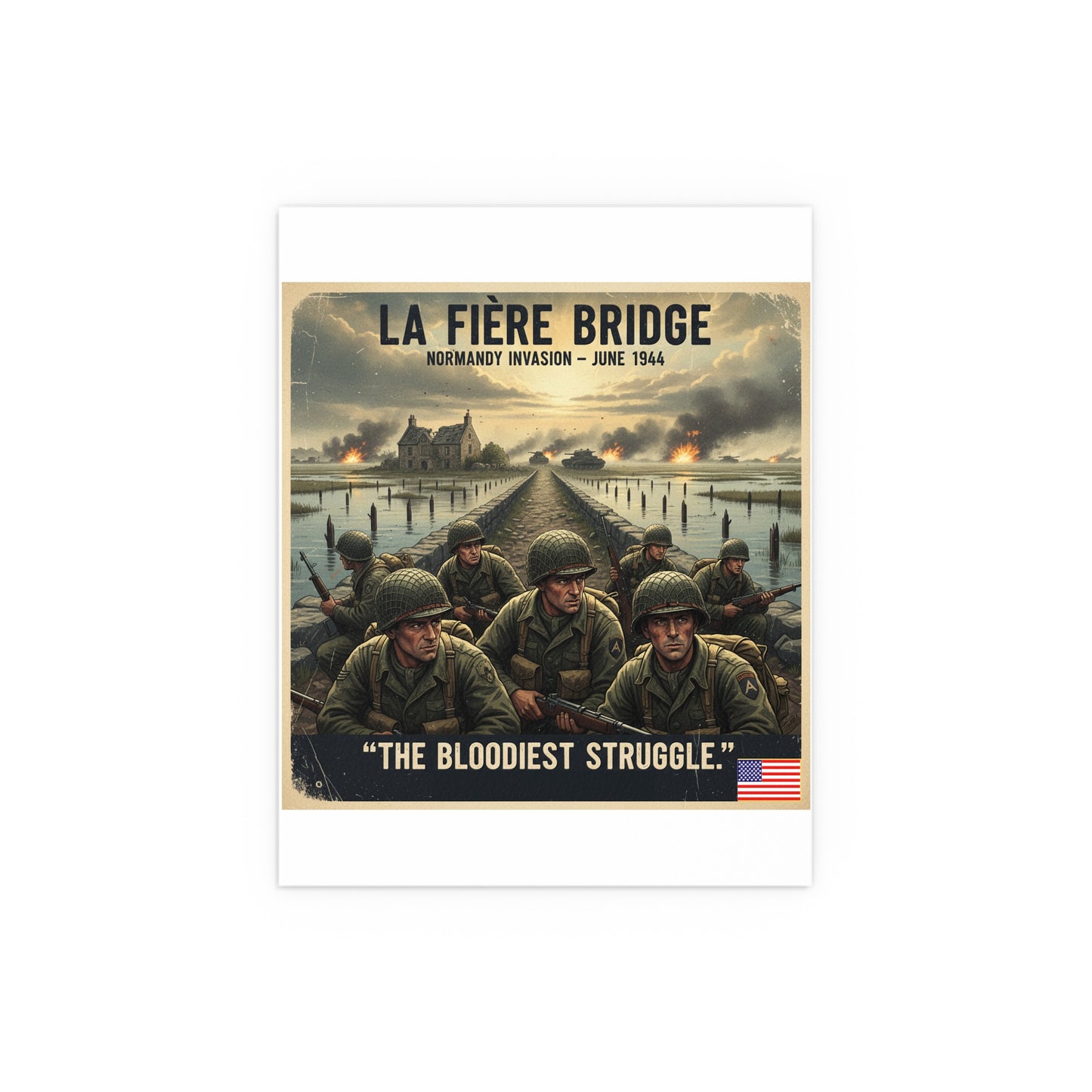 Indoor and Outdoor Silk Posters - 82nd Airborne at the La Fière Bridge