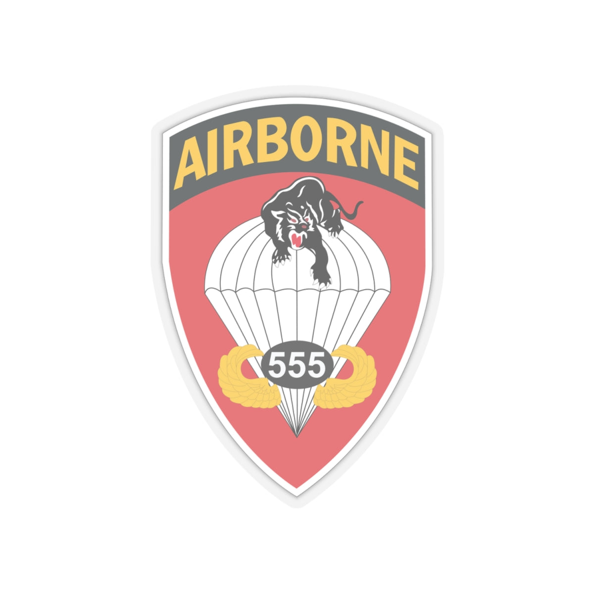 Kiss-Cut Stickers - Army - 555th Parachute Infantry Battalion - SSI w Br - Ribbon