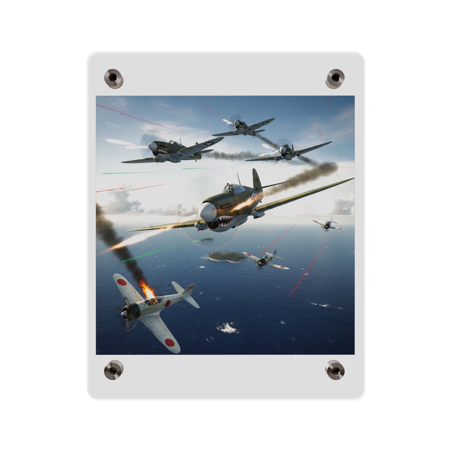 Acrylic Wall Art Panel - Curtis P-40 Kittyhawk w Machine Guns Blazing
