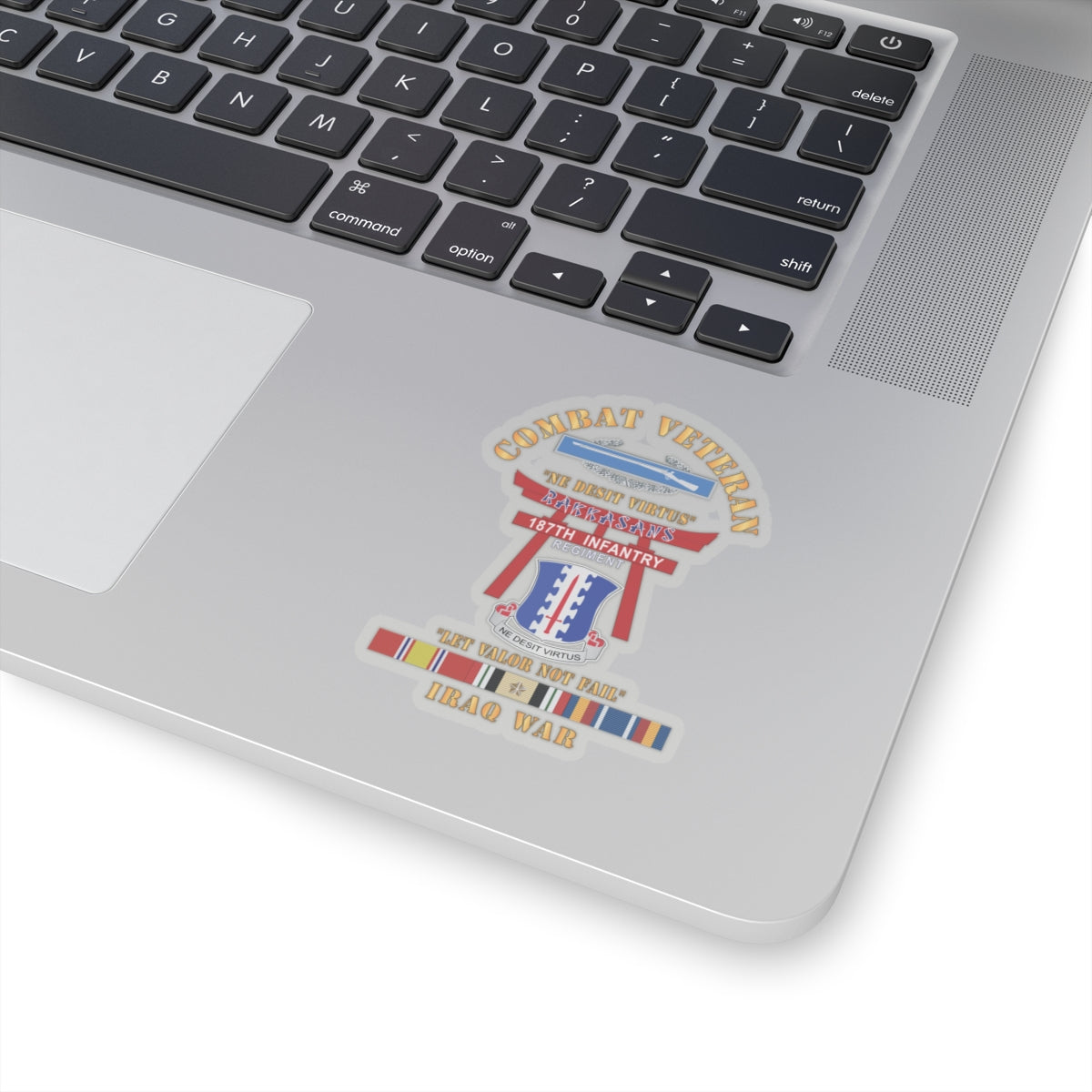Kiss-Cut Stickers - Army - Combat Veteran - 187th Infantry Regiment - Torii, Rakkasans, Let Valor Not Fail, English, Latin w CIB w IRAQ SVC